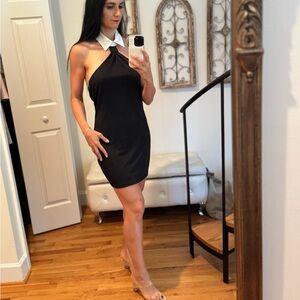 Black Halter Dress with White Collar